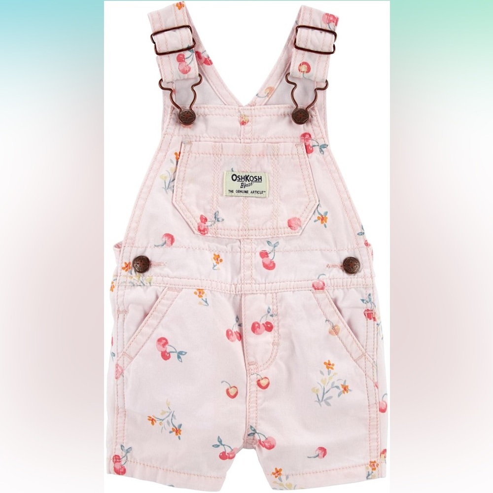Oshkosh B’Gosh pink cherry shortall 🍒